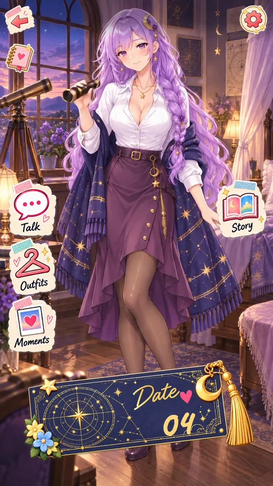 Sumire in her star-filled room, with her date ticket